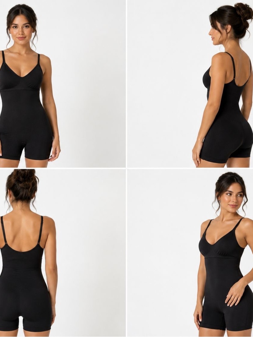 Black Shapewear Bodysuit with Adjustable Straps